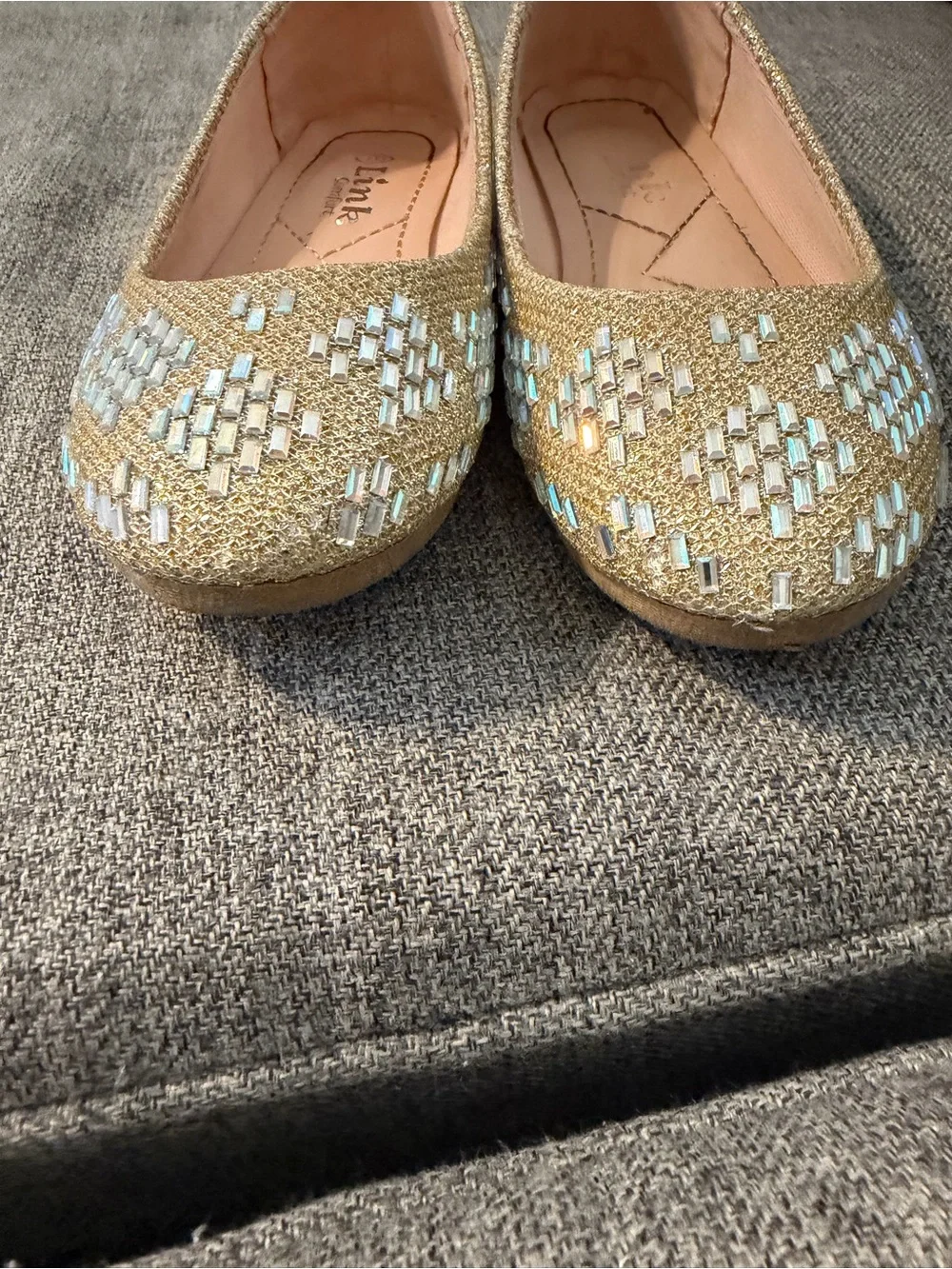 Link Comfort Gold and Silver Embellished Girl’s Flats/Slip Ons Size 10 GUC